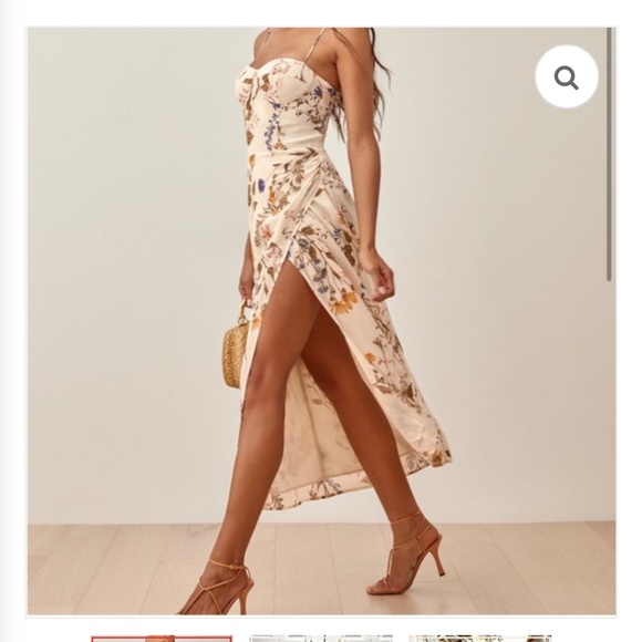 Floral Print Linen Midi Dress - REFORMATION KOURTNEY DRESS - Picture 2 of 2